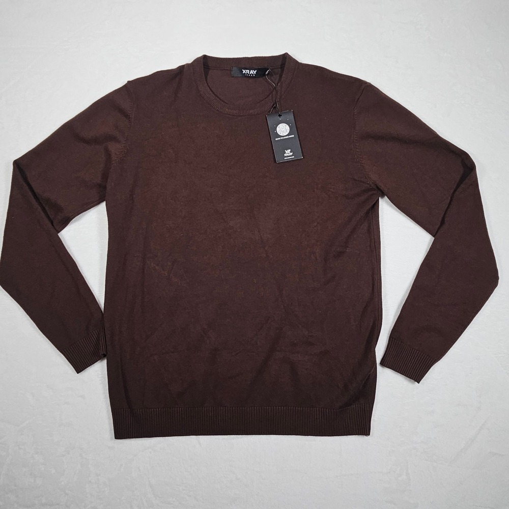 XRAY JEANS Men's Dark Brown Crew Neck Long Sleeve Sweater XL‎